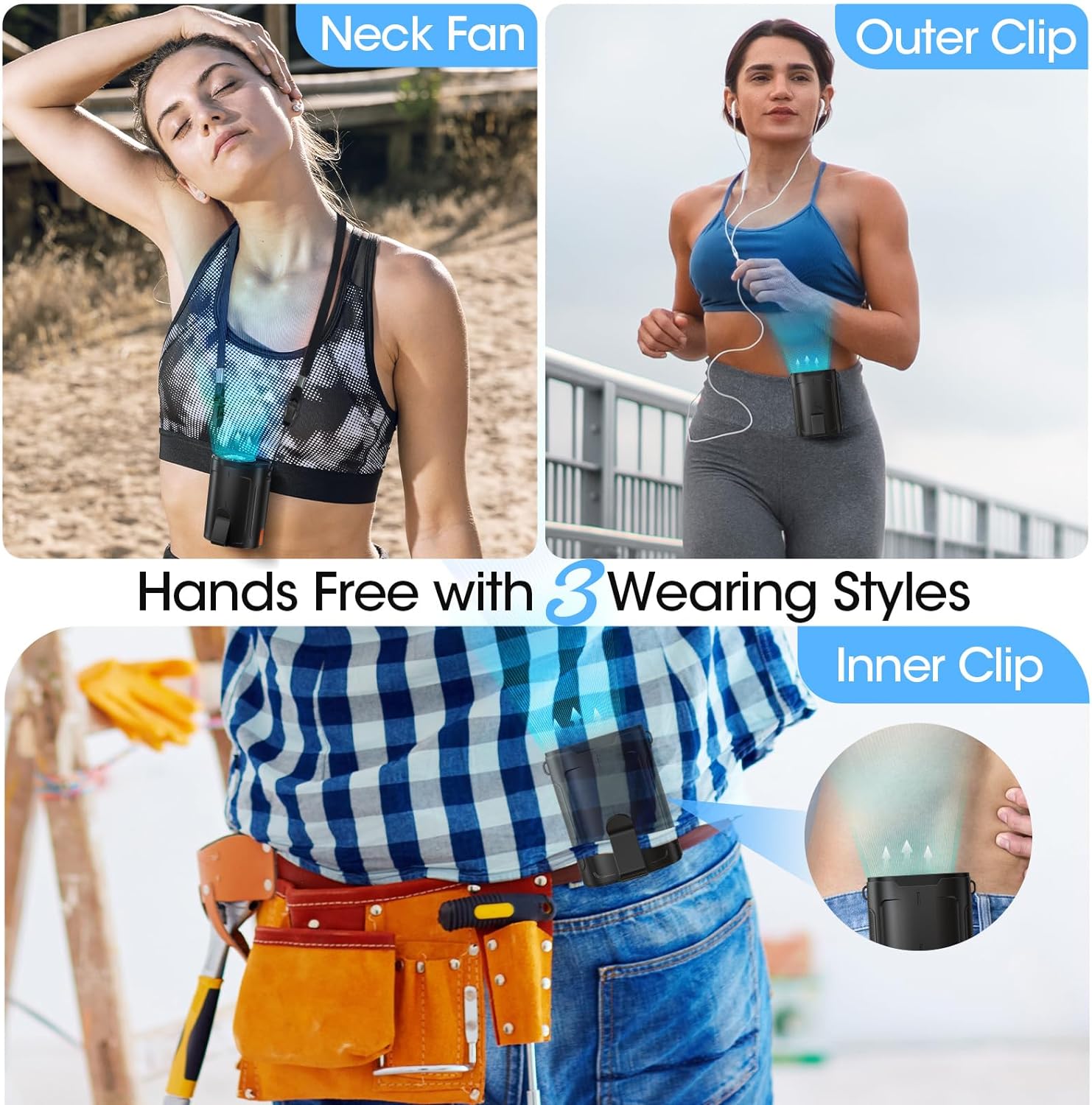 2024 AI Portable Fan Rechargeable